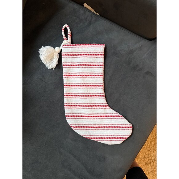 Red & White Striped Christmas Stocking With Tassel - Picture 2 of 5
